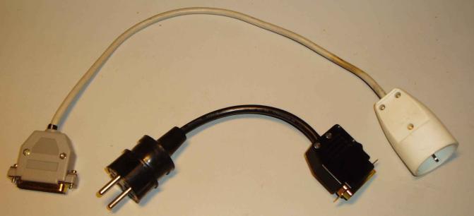 Converter cables from Schuko to DB25, both ways