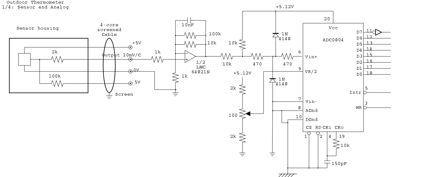 Circuit Diagram of Sensor and Analog amplifier 